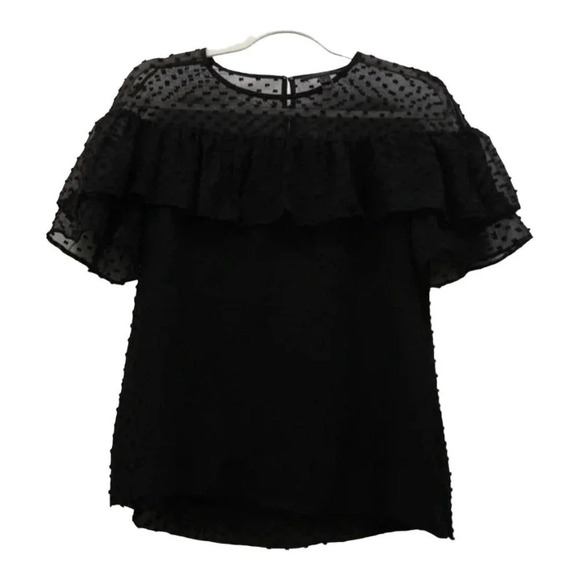 J crew polka dot and ruffle top - Picture 1 of 7